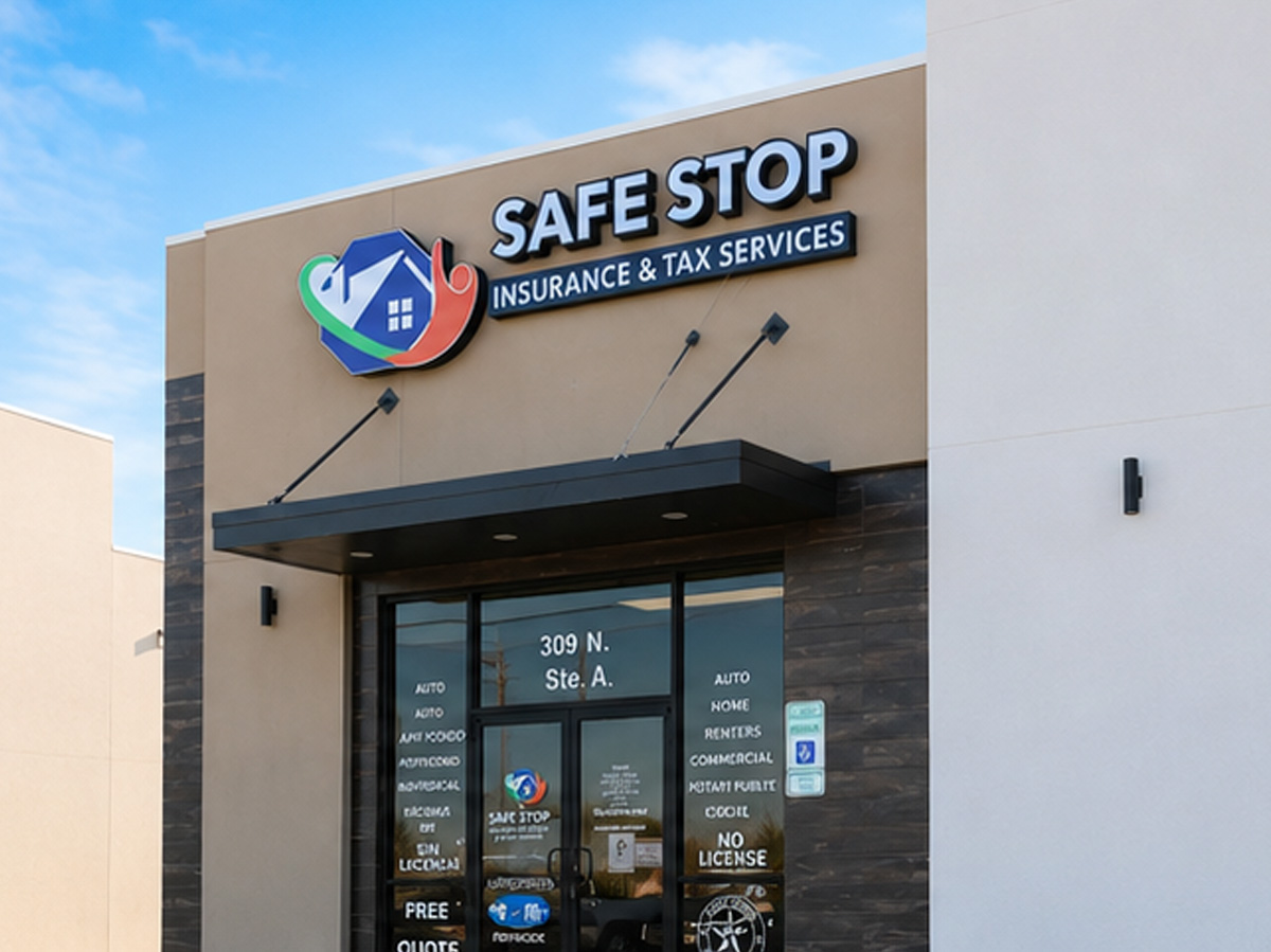 Safe Stop Insurance and Tax Services storefront in McAllen